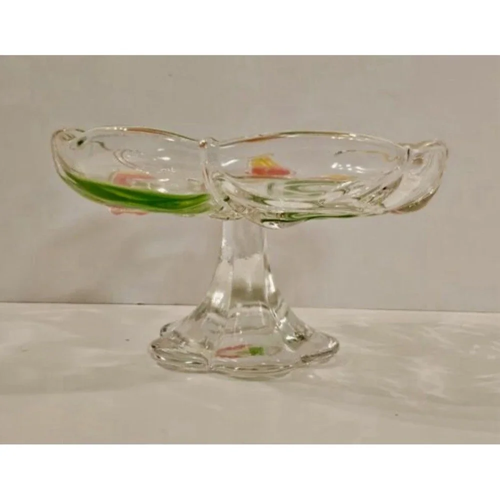 Vintage Walther Glas Footed Fruit Bowl - Tulip Pattern - Made in German